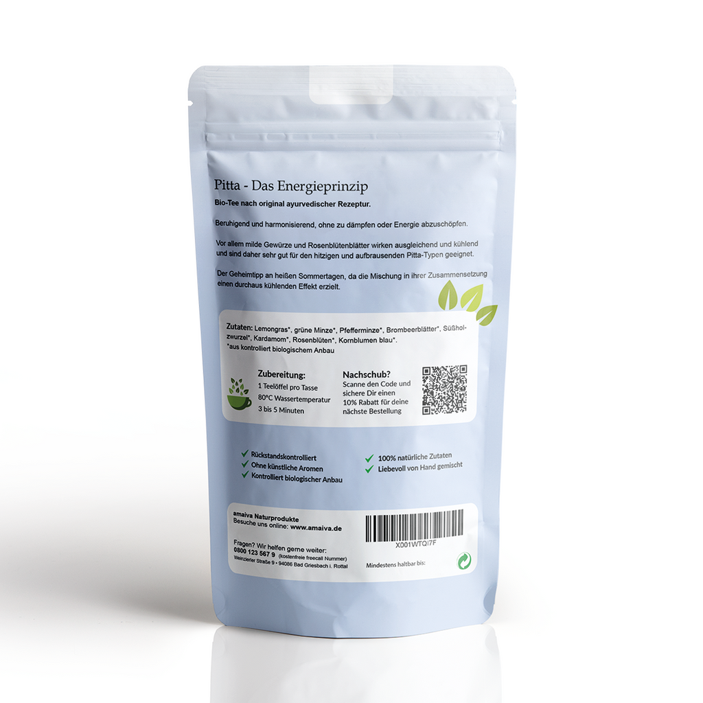 100g Beute Ayurveda Tee Pitta Rückseite