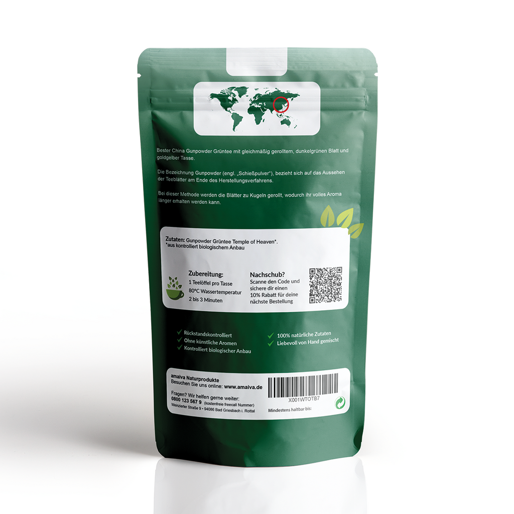 230g Beutel Grüntee Temple of Heaven Rückseite