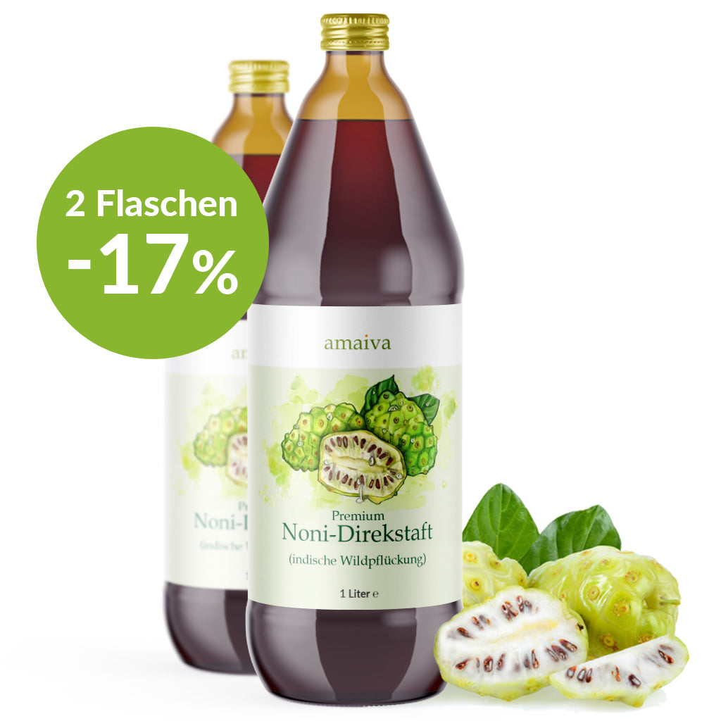 Spare 17% beim Kauf von 2 Flaschen Noni-Direktsaft