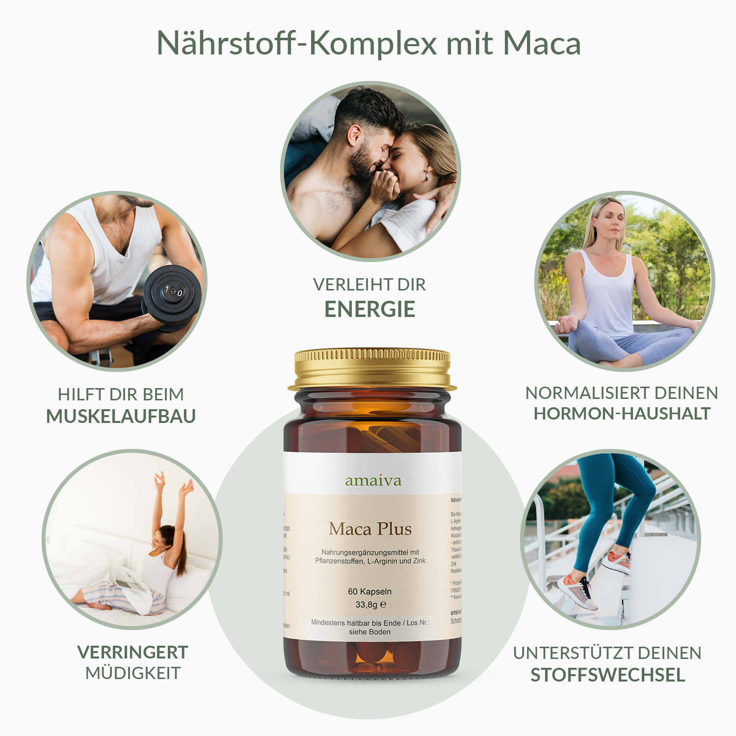 Maca Kapseln mit Ashwagandha & Tribulus Terrestris von amaiva