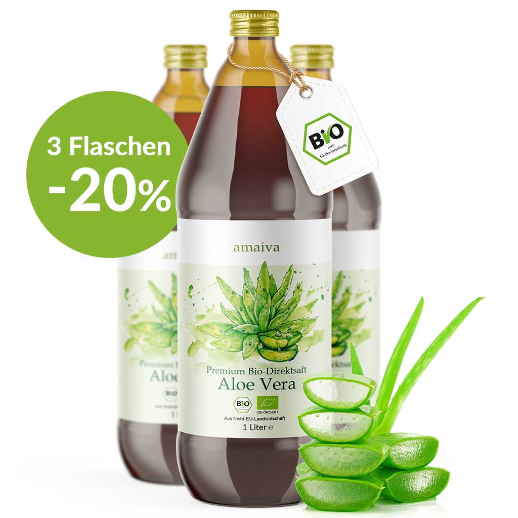 Bio Aloe Vera Saft (1 Liter) mit 1.200mg Aloverose von amaiva